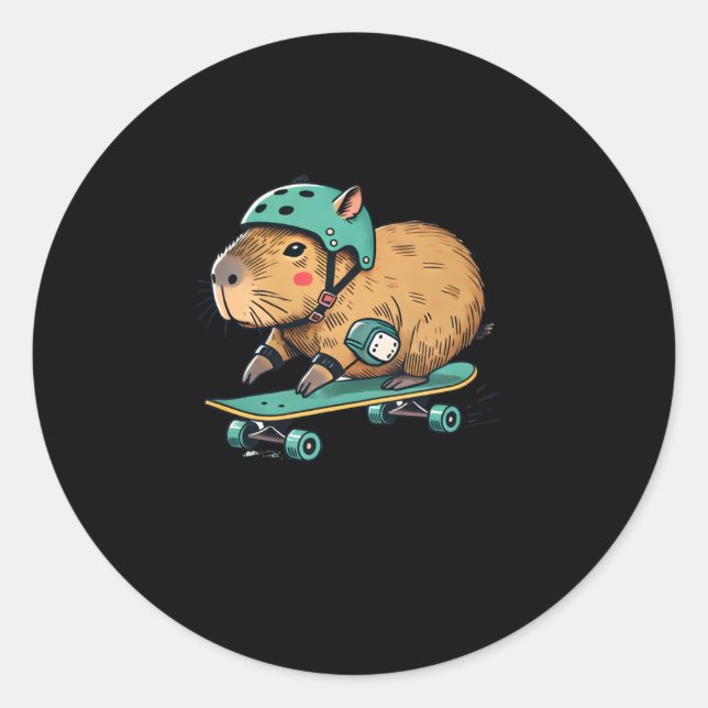 Adesivo Capybara Skater Skateboard Adventure Sticker (Frente)