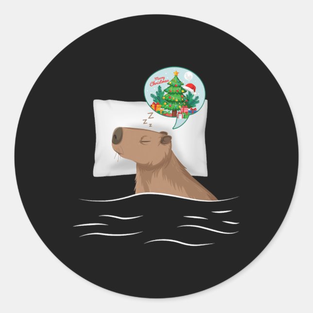 Adesivo Capybara Sleep Night Xmas Rodent Christmas Dream C (Frente)