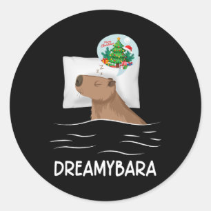 Adesivo Capybara Sleep Night Xmas Rodent Christmas Dream C