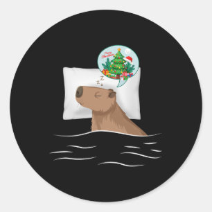 Adesivo Capybara Sleep Night Xmas Rodent Christmas Dream C