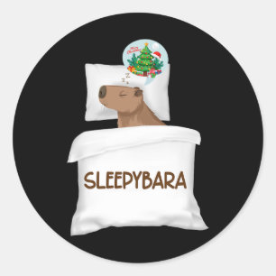Adesivo Capybara Sleep Night Xmas Rodent Christmas Dream S