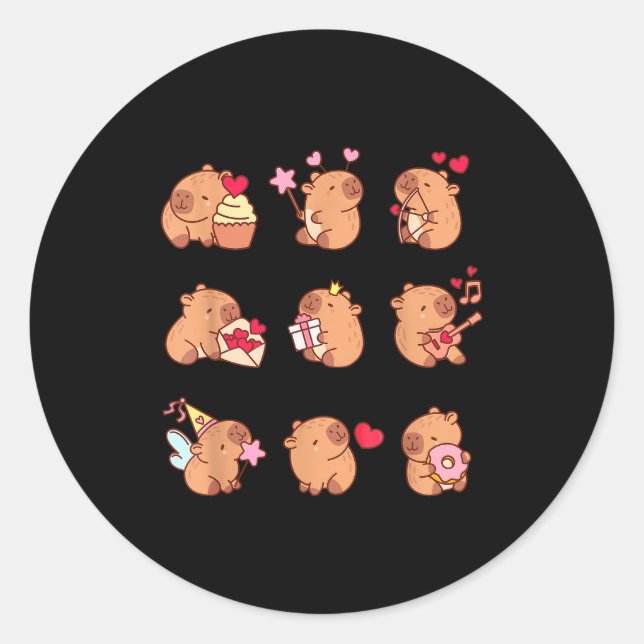 Adesivo Capybara Valentine Funny Capy Animals Lovers Uni K (Frente)