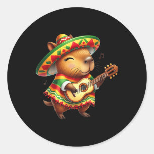 Adesivo Capybyra Sombrero Guitar Cinco De Mayo Kid Mexican