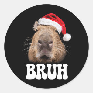 Adesivo Capyra Bruh Chapéu Engraçado de Papai Noel Tempora