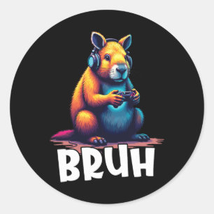 Adesivo Capyra Gamer Bruh Jogo de Vídeo para Crianças 