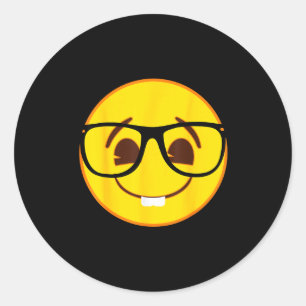 Adesivo Cara Amarela Sorridente Oficial de Emoji Nerd Gles