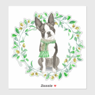 Adesivo Cara Boston pequena Terrier com lenço