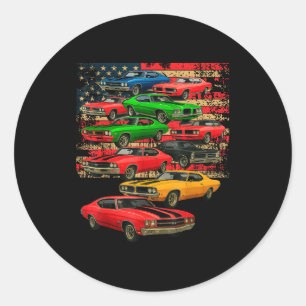Adesivo Cara de carro clássico muscular bandeira americana