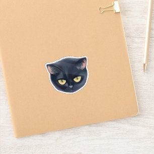 Adesivo Cara de Gato Preto Fofa