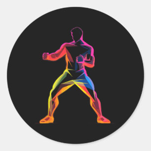 Adesivo Cara de Kickboxing Estilo Cartoon Kickboxer Savate