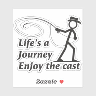 Adesivo Cara de pauzinhos praticando fly fishing lançando 