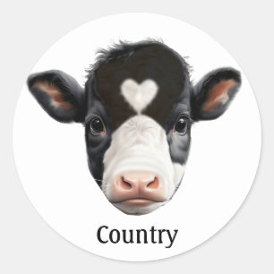 Adesivo Cara de Vaca Preta e Branca Country
