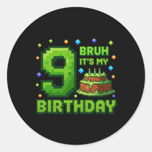 Adesivo Cara, é meu 9º aniversário, garoto gamer pixel de 