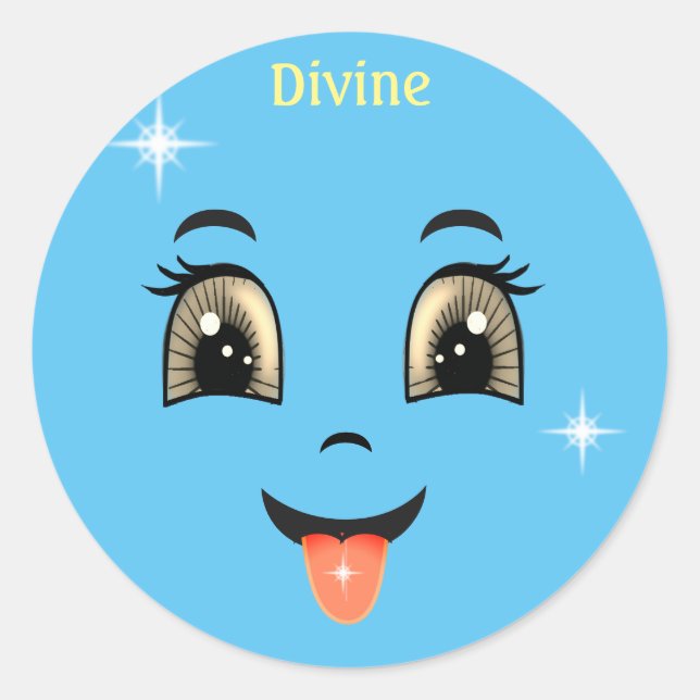 Adesivo Cara Feliz Azul Divina Fofa (Frente)