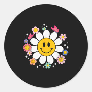 Adesivo Cara Feliz de Daisy Retro Sorriso Estética Préppy