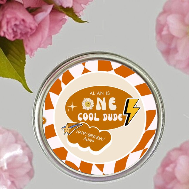 Adesivo Cara Legal | Boys Retro Checking Birthday (Criador carregado)