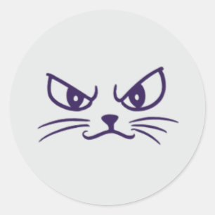 Adesivo Cara Minimalista De Gato Irritado