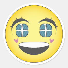 Adesivo Cara sonriente anime con corazones
