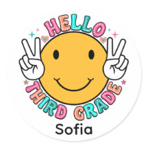 Cara Sorridente Groovy Fofa Olá Terceira Série De