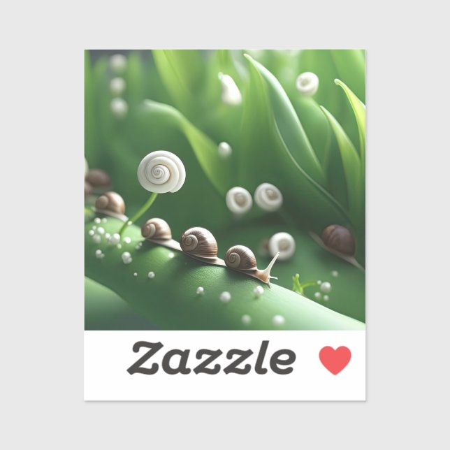 Adesivo Caracóis alinhados em plantas verdes (Folha)