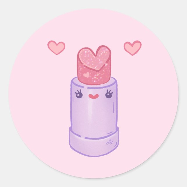 Adesivo Caracter Heart Kawaii Lipstick (Frente)