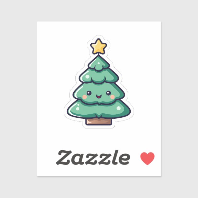 Adesivo Caractere de Árvore de Natal Bonita Adorável (Folha)