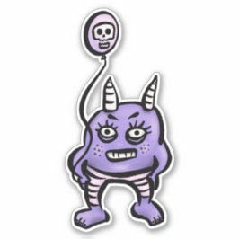 Adesivo Caractere de horror do desenho roxo de um demônio