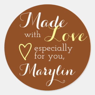 Adesivo Caramel Brown Yellow Simple made with Love Heart