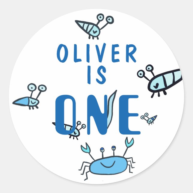 Adesivo Caranguejo Animais Um primeiro aniversario (Frente)