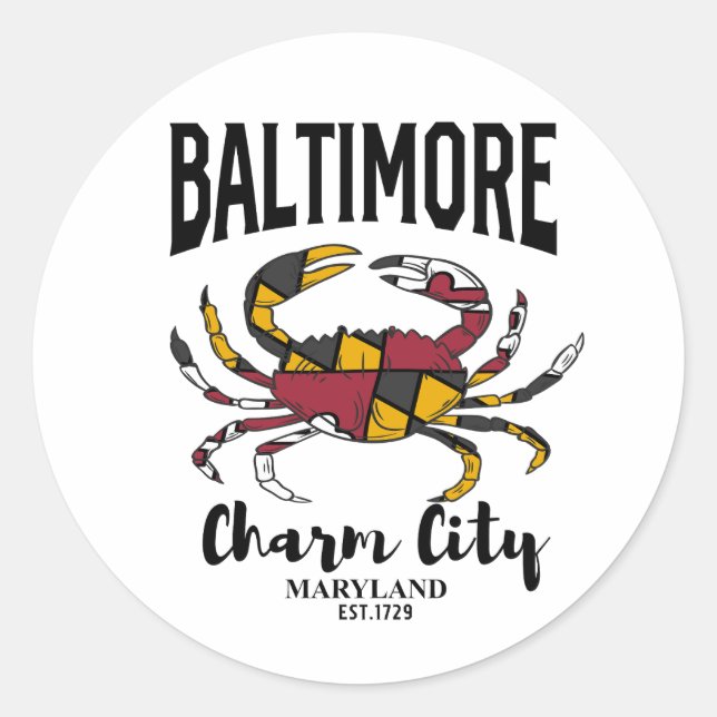 Adesivo Caranguejo da cidade de Baltimore Charm (Frente)