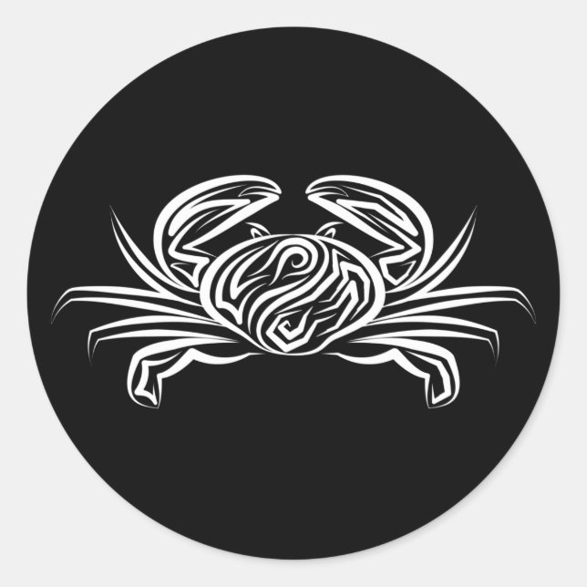 Adesivo Caranguejo Tribal Negro e Branco (Frente)