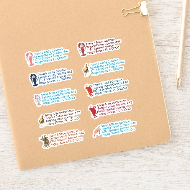 Adesivo Caranguejos de lagosta Vinhetas de retorno marítim (Notebook)