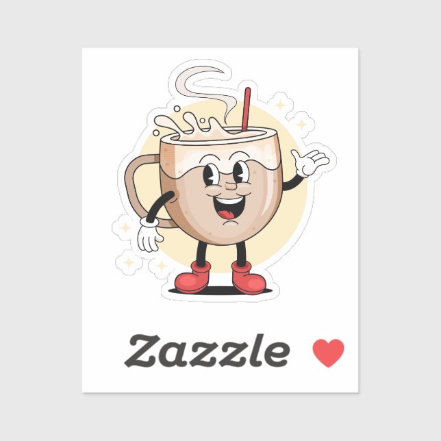 Adesivo Caráter de café agradável e lúdico (Folha)