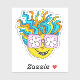 Adesivo Caráter engraçado sorridente com óculos cor-de-ros