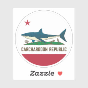 Adesivo Carcharodon Republic California Flag White Shark