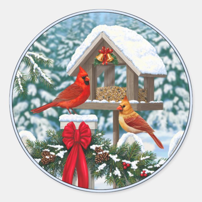 Adesivo Cardeais e Comedouro de Natal (Frente)