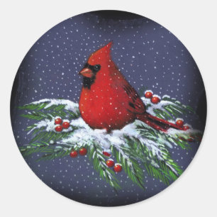 ADESIVO CARDEAL DO NATAL: PÁSSARO: ARTE: NEVE