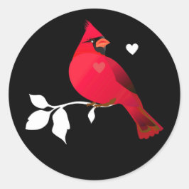Adesivo Cardeal Red Bird Hearts Black White Modern Label