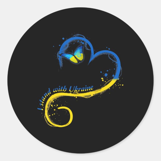 Adesivo Cardíaca Ucrânia Borboleta Ucraniana Bandeira I St (Frente)