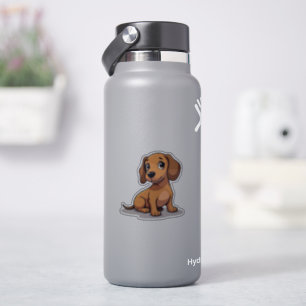 Adesivo Cardíaco, Adorável Dachshund Kawaii, Pequeno