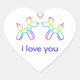 Adesivo cardíaco personalizável de cães de balão