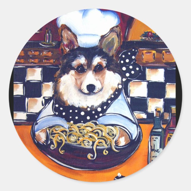 Adesivo Cardigan Welsh Corgi Chef (Frente)