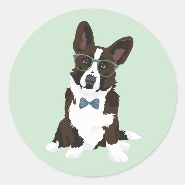 Adesivo Cardigan Welsh Corgi, Hipster legal, para amantes  (Frente)