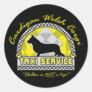 Adesivo Cardigan Welsh Corgi Taxi Service