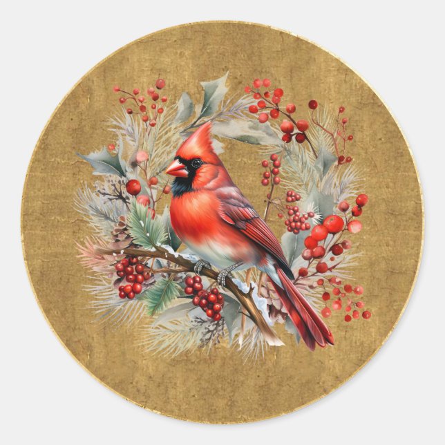 Adesivo Cardinal Vermelho e Dourado  (Frente)