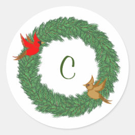 Adesivo Cardinhos na Vergreen Wreath com Monograma