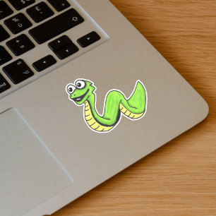 Adesivo Caricatura Neon Green cobra grandes olhos brancos