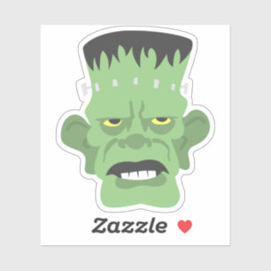 Adesivo Caricatura Verde Frankenstein Cabeça com Olhos Am