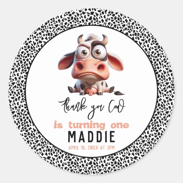 Adesivo Caricaturas da vaca, sou um primeiro aniversario d (Frente)