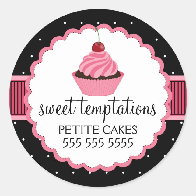 Adesivo Carimbo, Cupcake, cor-de-rosa, para panificação (Frente)
